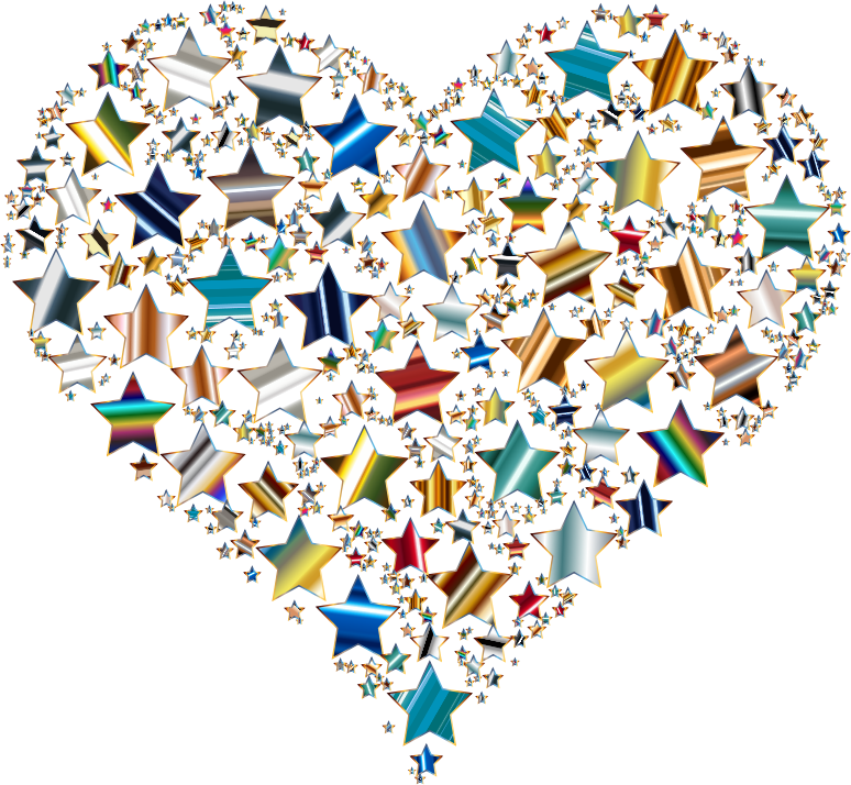 Colorful Heart Stars 10 Variation 3 No Background