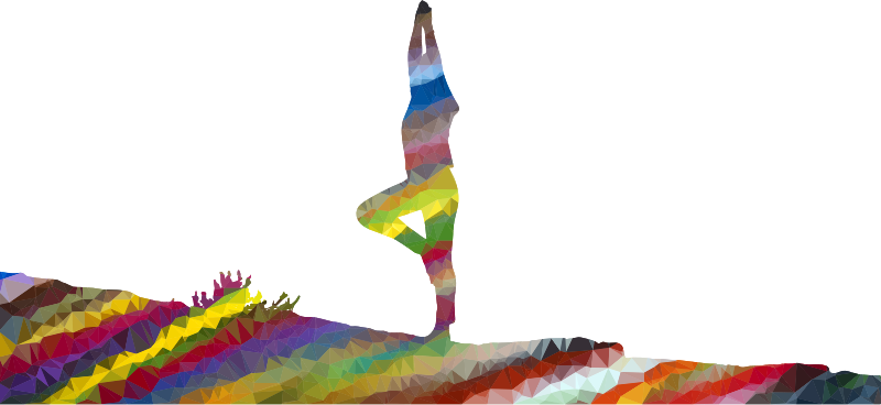 Low Poly Prismatic Streaked Female Yoga Pose Standalone