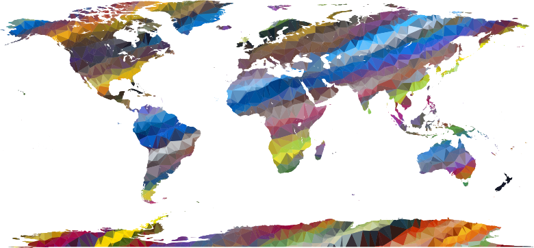 Low Poly Prismatic Streaked World Map