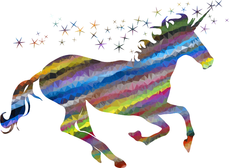 Low Poly Prismatic Streaked Magical Unicorn