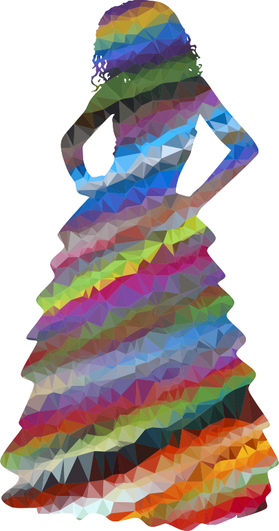 Low Poly Prismatic Streaked Formal Gown Woman