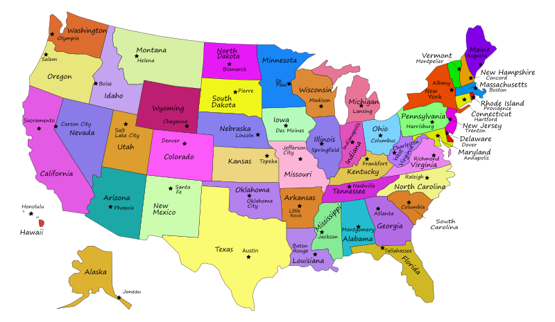 United States Map With Capitals Fixed Openclipart 7192