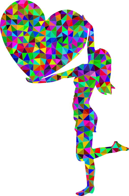 Prismatic Low Poly Woman With Big Heart