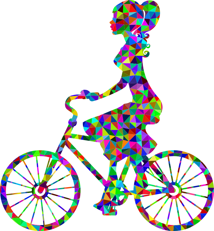 Low Poly Prismatic Girl On Bike