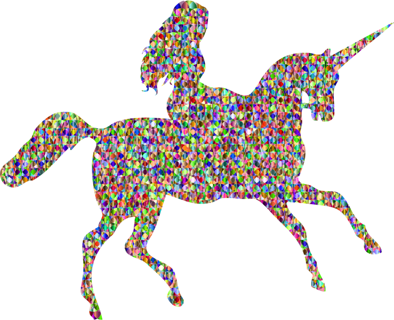 Chromatic Bejeweled Woman Riding Unicorn