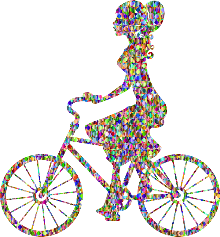 Chromatic Bejeweled Girl On Bike