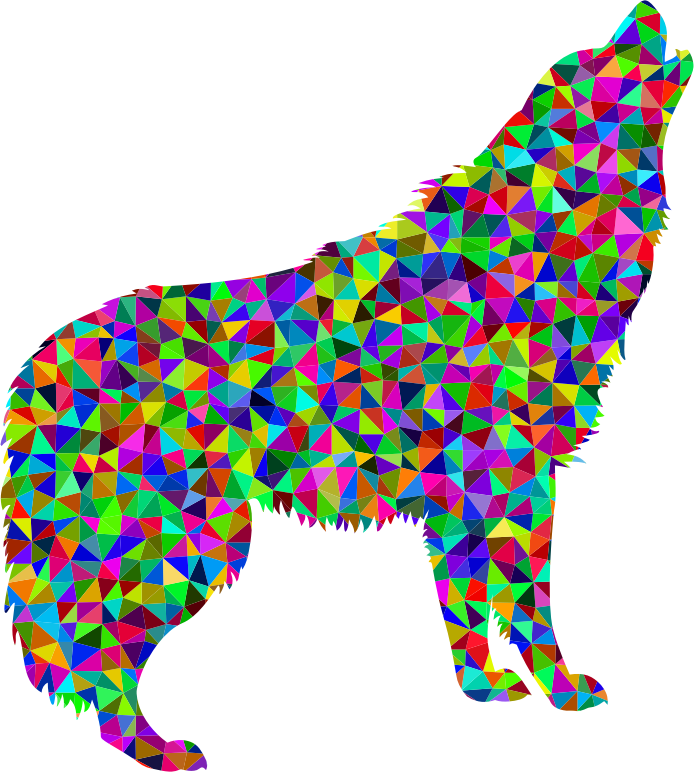 Low Poly Prismatic Howling Wolf