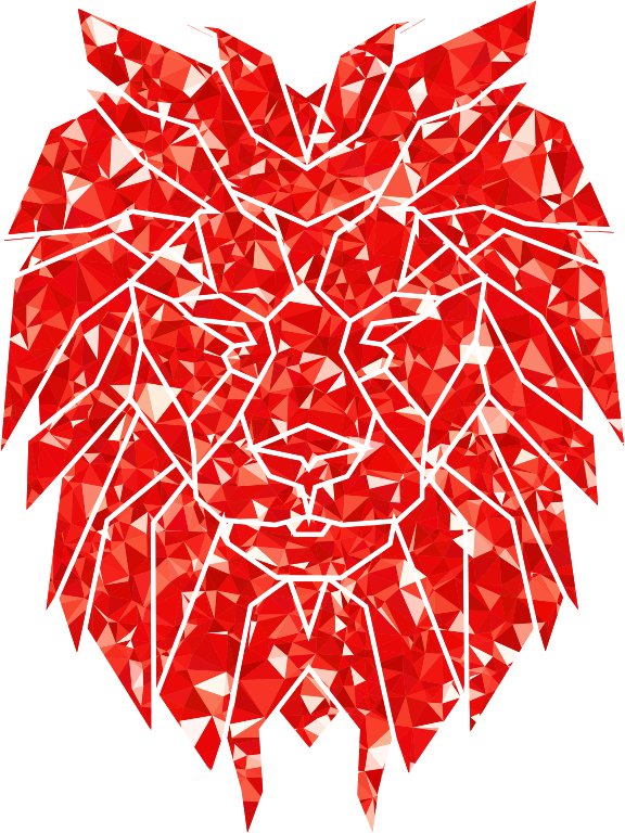 Ruby Polygonal Lion Face