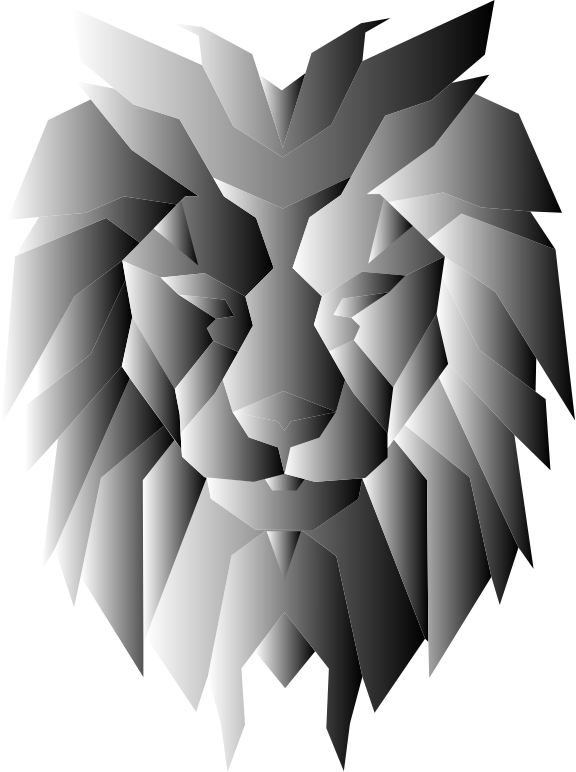 Grayscale Polygonal Lion Face