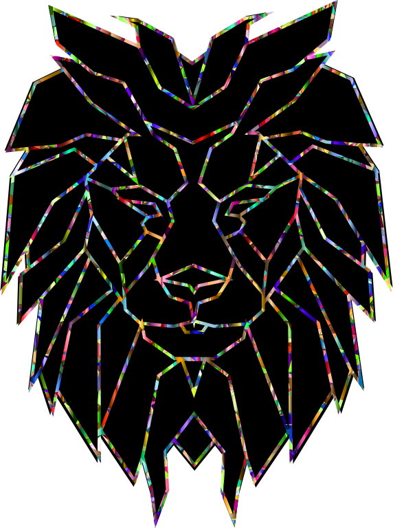 Chromatic Polygonal Lion Face