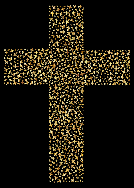 Gold Cross Fractal With Background