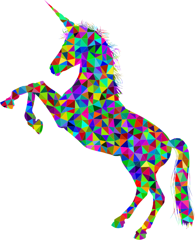 Low Poly Prismatic Unicorn Silhouette