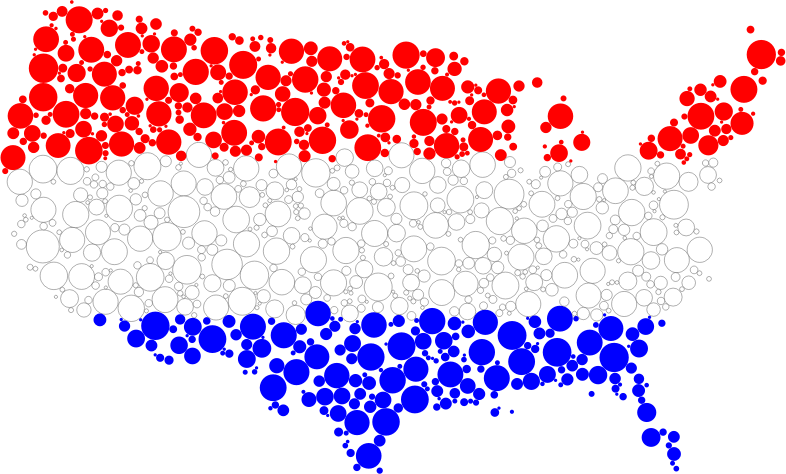 United States Flag Map Circles With Strokes