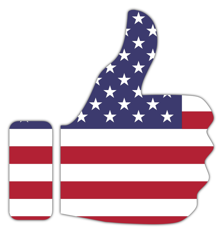 Thumbs Up American Flag With Drop Shadow