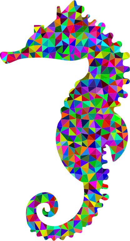 Low Poly Prismatic Seahorse Silhouette 2