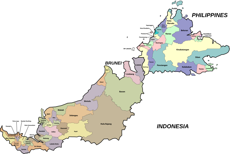 Peta Borneo Sabah Sarawak Sabah And Sarawak Parliamentary Map - Openclipart