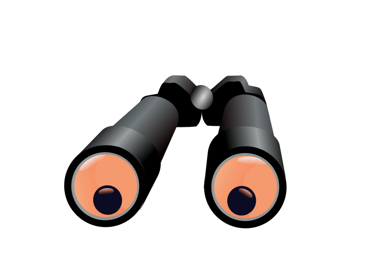 Binoculars with spying eyes