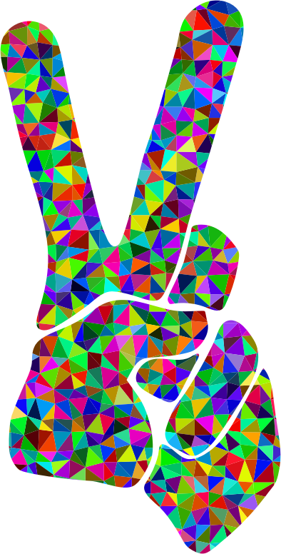 Low Poly Prismatic Peace Sign Silhouette Smoothed