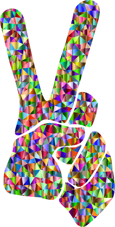 Low Poly Chromatic Peace Sign Silhouette Smoothed