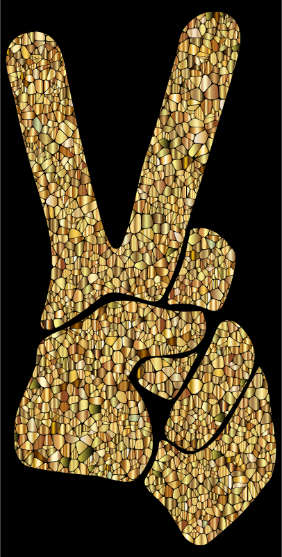 Gold Tiled Peace Sign Silhouette Smoothed