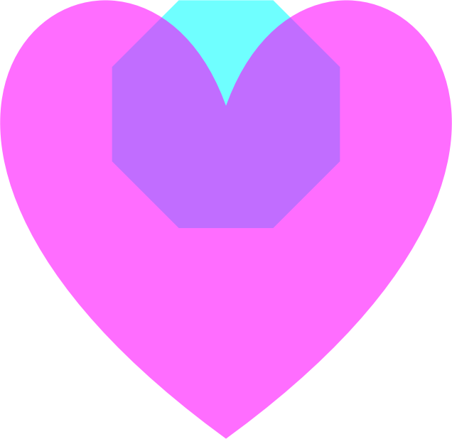 Transparent Magenta Loveheart Octagon