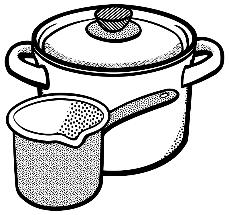 Home Ouline Clipart-blue cooking pot with lid black outline clip art