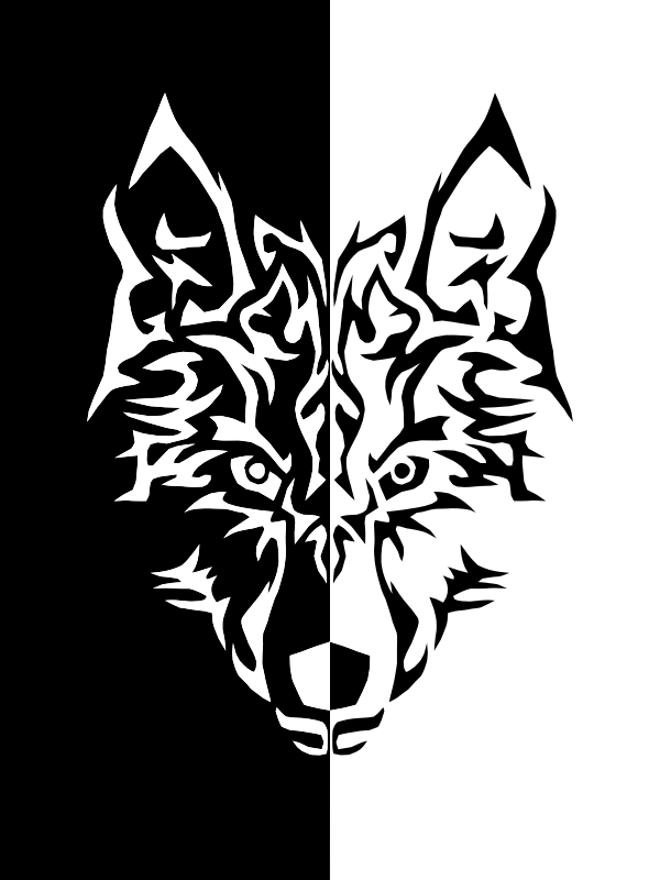 Black And White Tribal Wolf