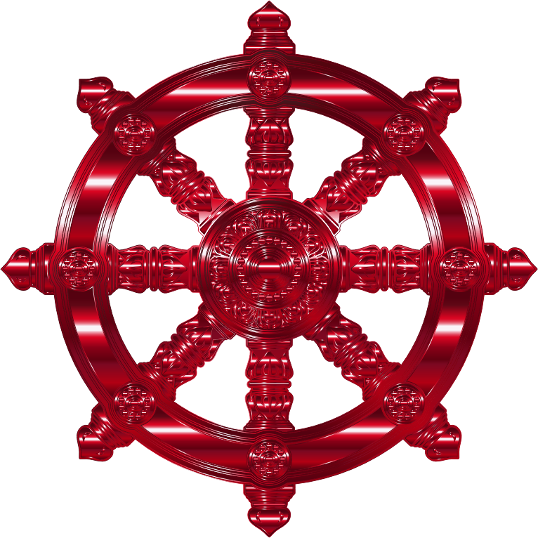 Vermillion Ornate Dharma Wheel