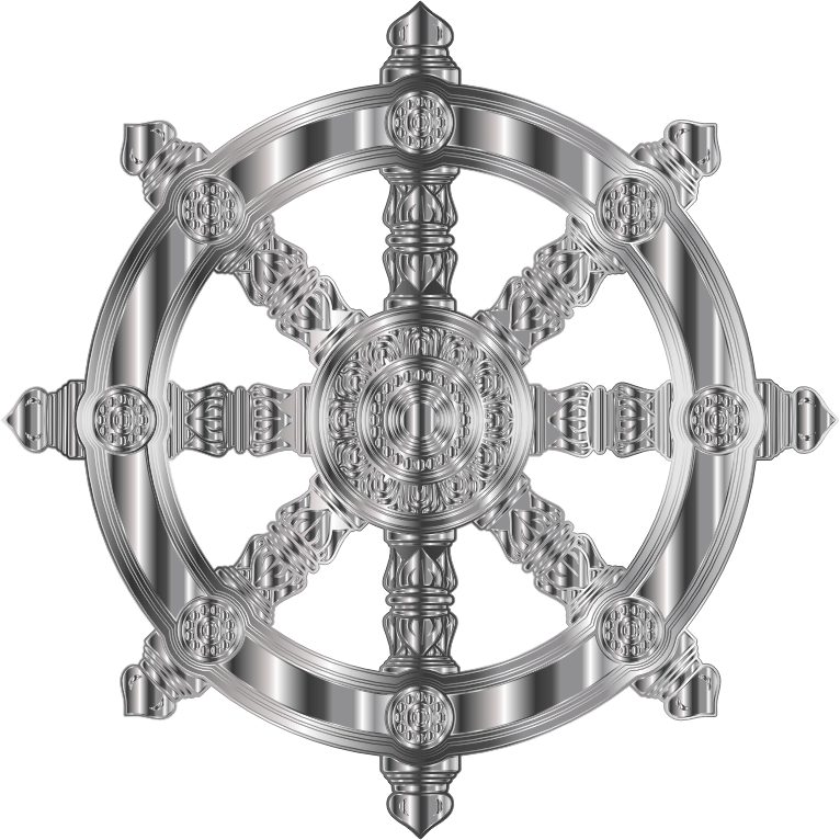 Stainless Steel Ornate Dharma Wheel