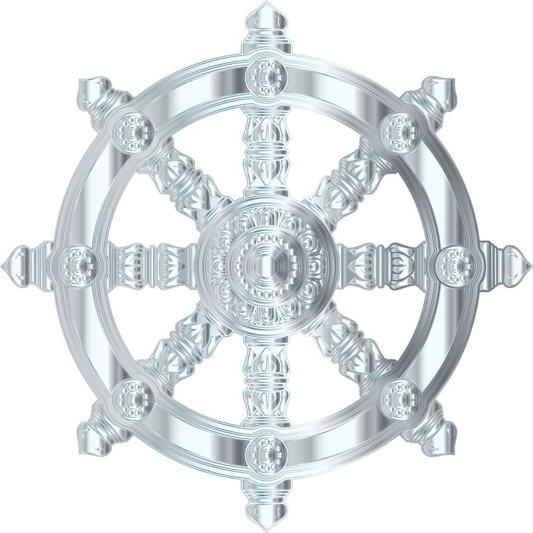 Silver Ornate Dharma Wheel