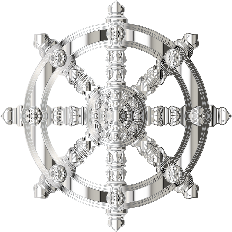 Mirrored Chrome Ornate Dharma Wheel