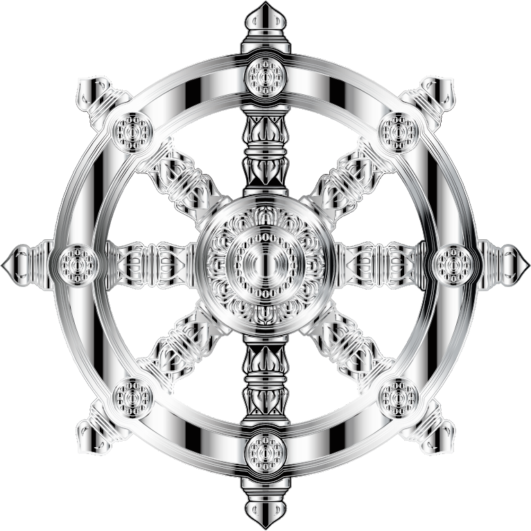 Mirrored Chrome Ornate Dharma Wheel 2