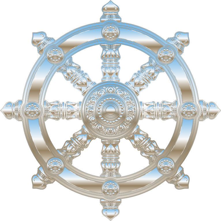 Environment Mapped Chrome Ornate Dharma Wheel