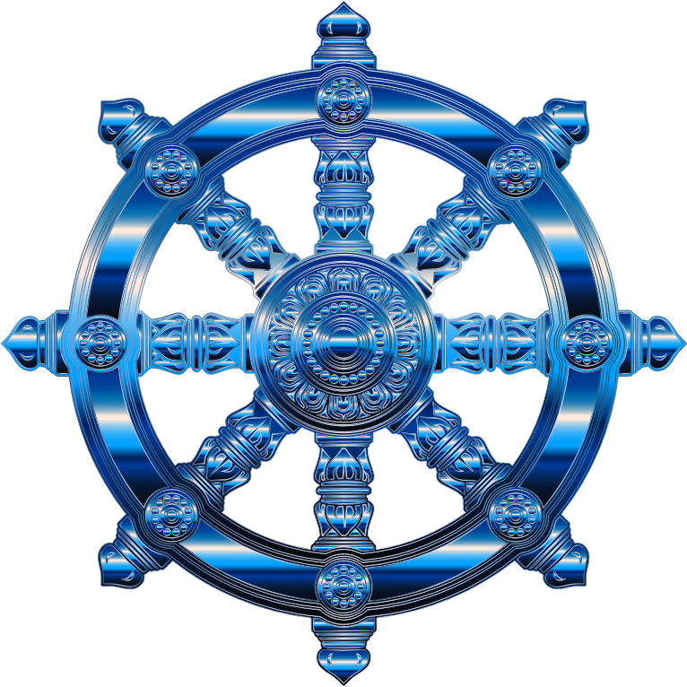 Cobalt Ornate Dharma Wheel