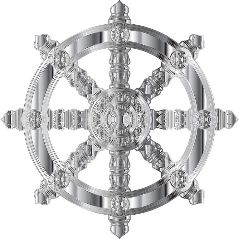 Chrome Ornate Dharma Wheel