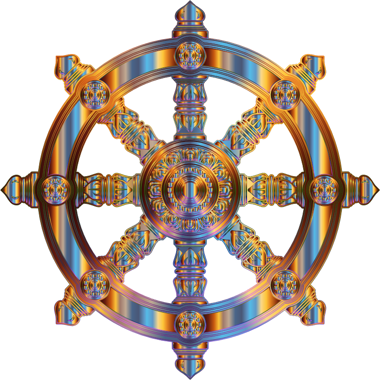 Chromatic Ornate Dharma Wheel