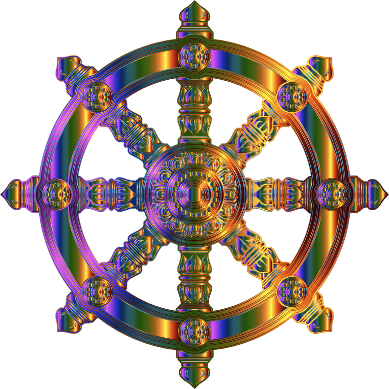 Chromatic Ornate Dharma Wheel 2