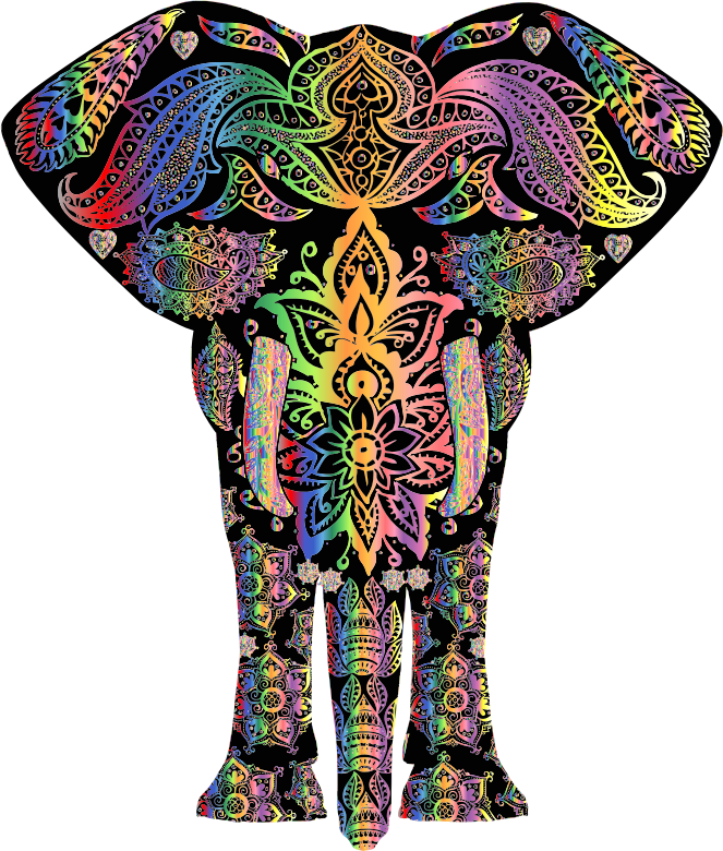 Prismatic Floral Pattern Elephant