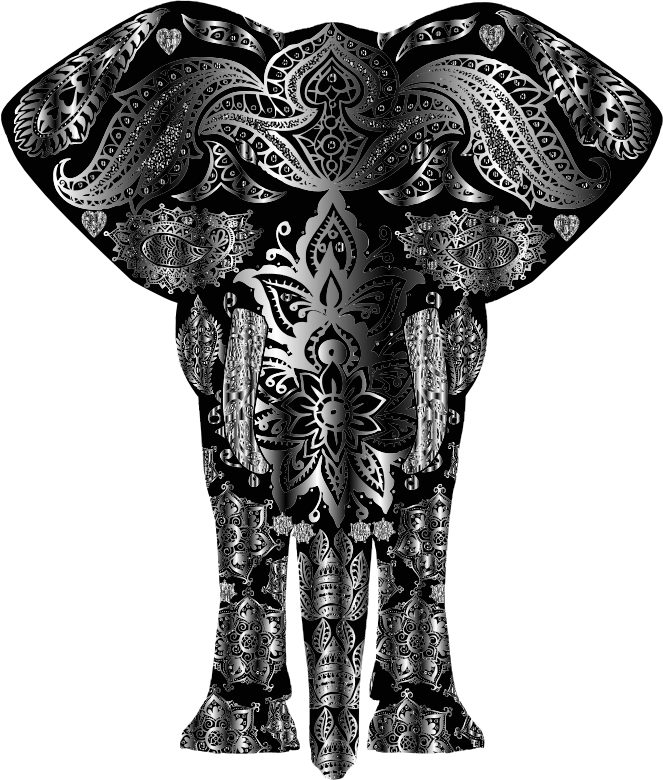 Metallic Floral Pattern Elephant