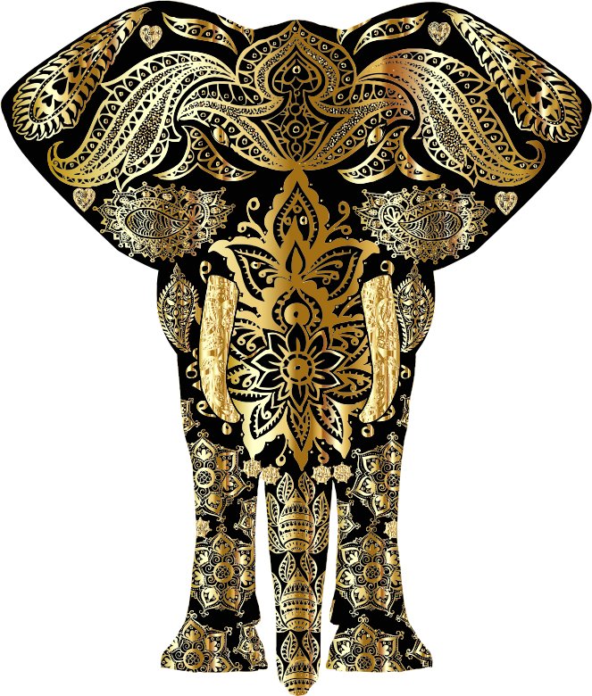 Gold Floral Pattern Elephant