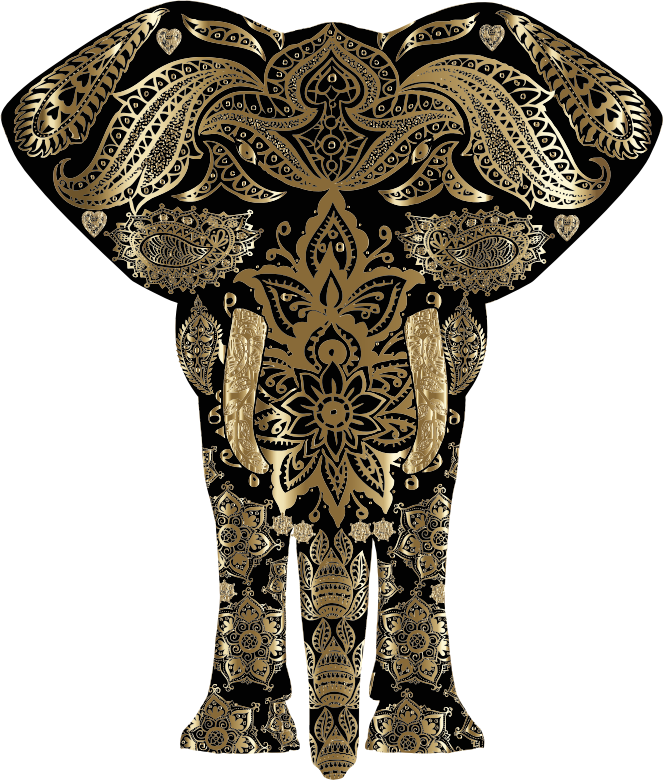 Copper Floral Pattern Elephant