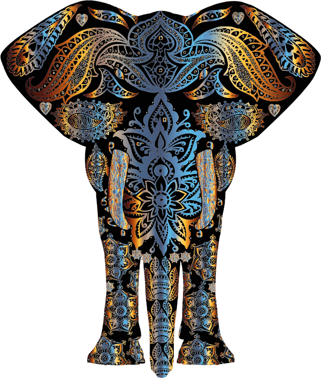Chromatic Floral Pattern Elephant