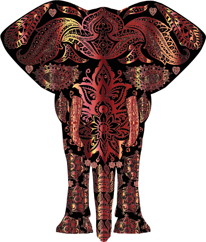 Bronze Floral Pattern Elephant