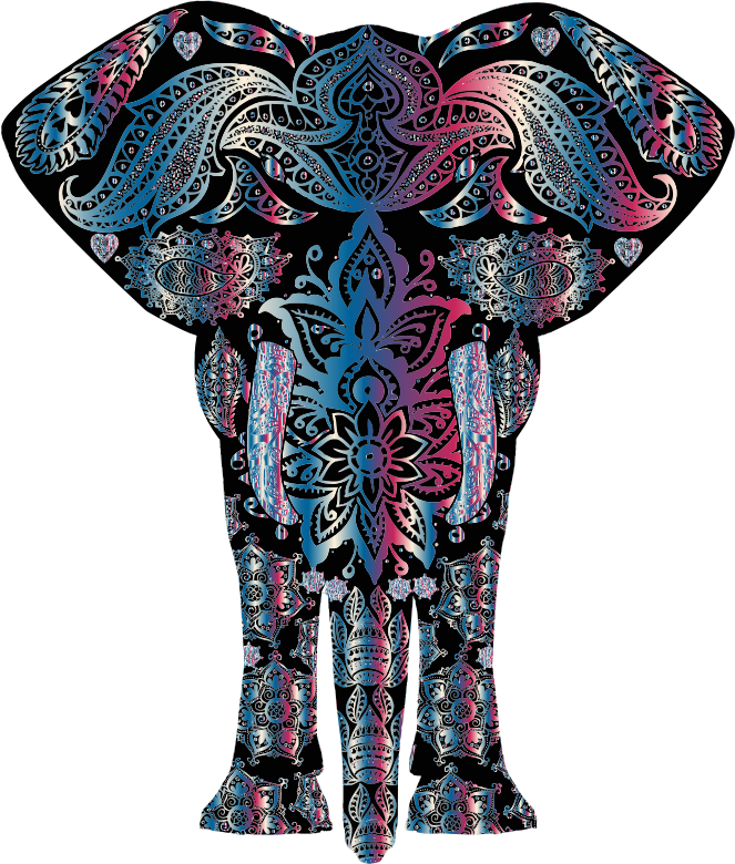 Bejeweled Floral Pattern Elephant