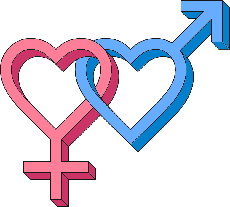 3d Isometric Intertwined Gender Hearts