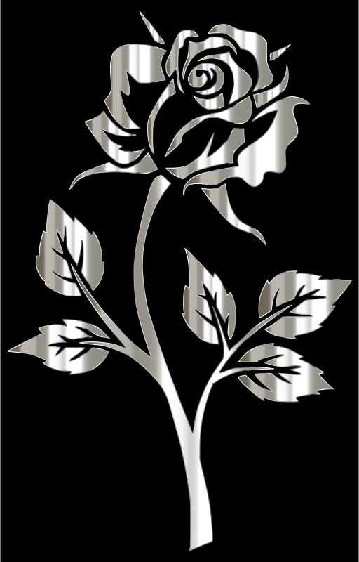 Polished Silver Rose Silhouette