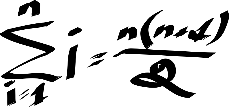 Carl Gauss’s formula to quickly add up all numbers from 1 to n.