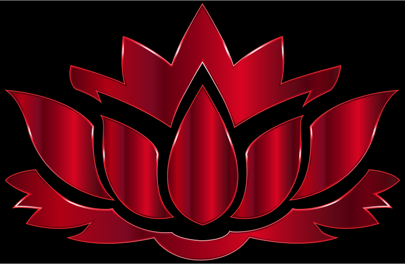 Vermillion Lotus Flower Silhouette