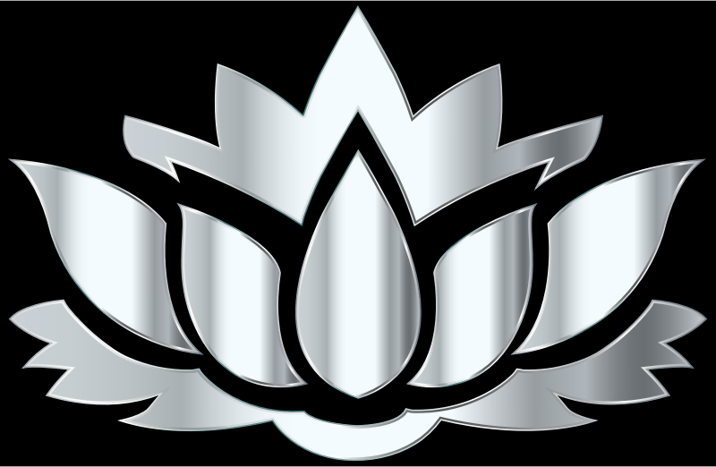 Silver Lotus Flower Silhouette