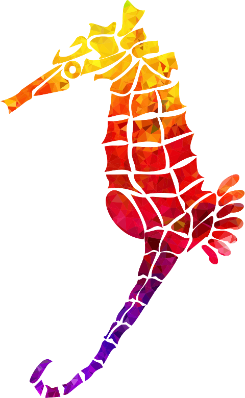 Topaz Ruby Sapphire Stylized Seahorse Silhouette